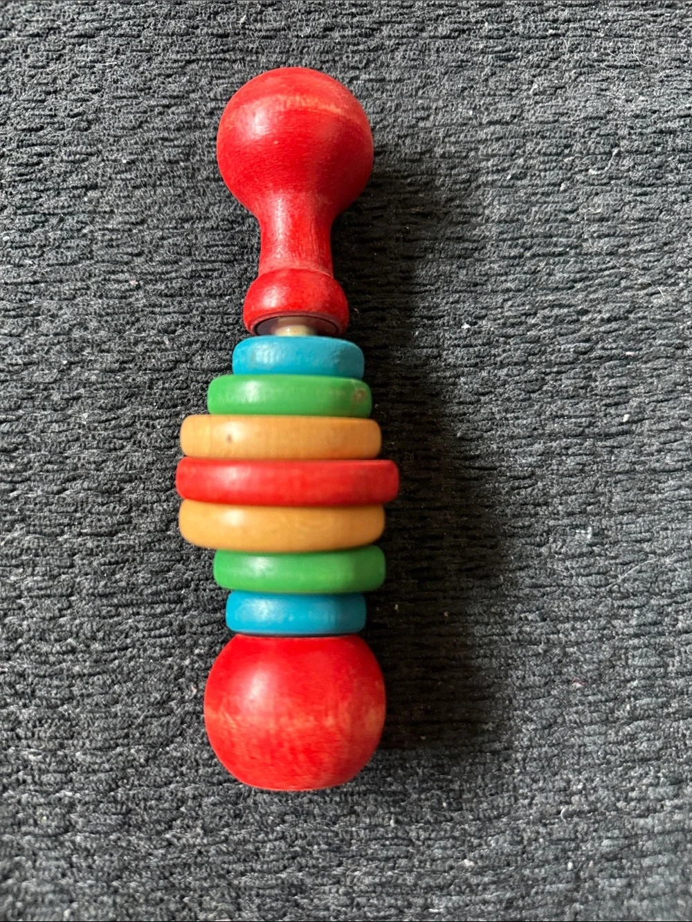 Vintage Montgomery Schoolhouse Classic Hardwood Baby Rattle Wooden Toy